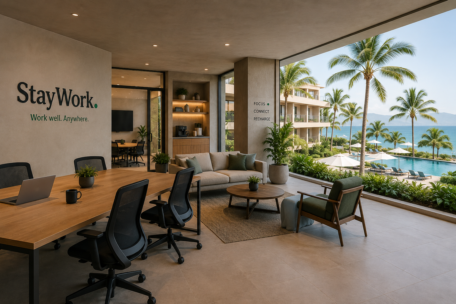 StayWork workspace integrated into a hotel with a Red Sea view in El Gouna